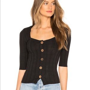 Free People Black Central Park Button Down Cardigan
